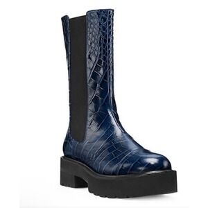 Stuart Weitzman Presley Ultralift Croc Embossed Platform Bootie Size 7‎ NWOB